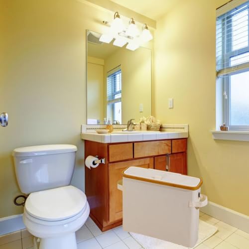 Toilet Paper Basket With Lid for Mega Rolls, Large Bamboo Organizer Holder Stand for Bathroom, Enclosed Tissue Storage Bin Box Container, Free Standing, Beige - size: For Mega/Small Size TP Roll