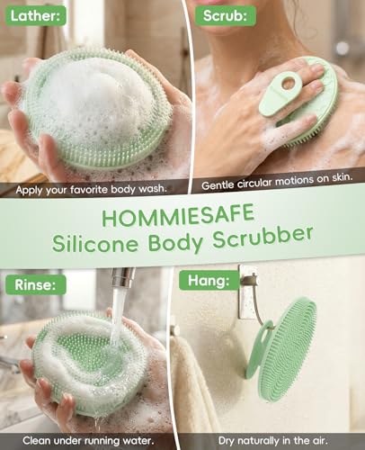 2 Pack Soft Silicone Body Scrubber, Exfoliating Skin Massage Shower Brush | Body Wash Bath Dry Skin Brushing Glove Loofah, Fit for Sensitive and All Kinds of Skin(Mint+Blue) - color: Blue+mint