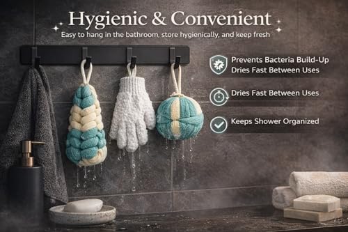 Ja'Kdrs Loofah and Exfoliating Glove Set, 2 Piece Bath Sponge Set (Teal & White) - color: Teal & White