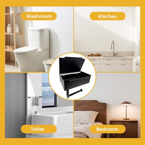 Toilet Paper Holder with Shelf, Toilet Paper and Wipes Holder, Wipes Dispenser and Storage, Stainless Steel Wall Mount Toilet Paper and Flushable Wipes Storage