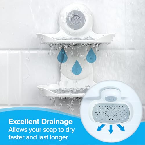 SlipX Solutions Double Soap Saver, Strong Hold Suction Cup Soap Holder, Must Have Universal Kitchen & Bathroom Shower Accessories, No Drilling, No Tools, Rust-Proof, Removable, White - color: White, size: Double Tray