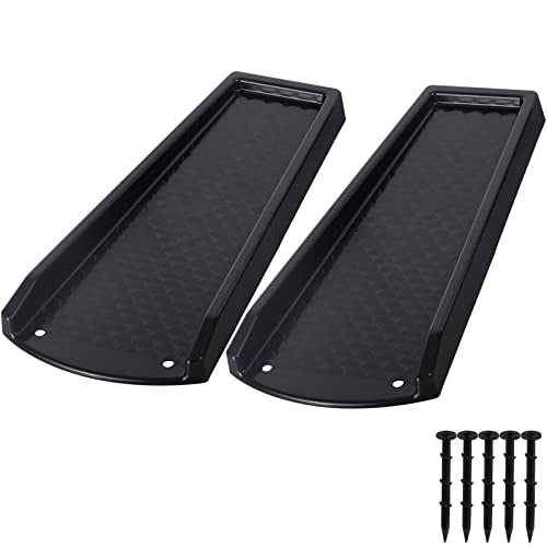 plusgutter Rain Gutter Downspout Splash Block, Gutter Downspout Extensions for Water Drainage, 24" Gutter Splash Guards Downspout Extender, Fixable Down spout Drain Trays with PE Nails(2 Pack, Black) - color: Black