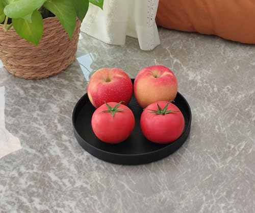 3 Trays Round Black Tray (8 Inch), Bathroom & Kitchen Hard Tray | Versatile Vanity, Coffee Table, Serving Tray | Farmhouse & Modern Countertop Organizer - color: Black-3 Tray, size: 8"