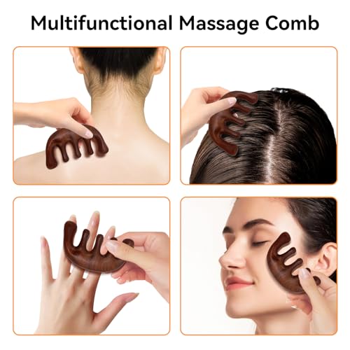 2 Pack Wooden Head Scalp Massager Comb, Sandalwood Scalp Massage Wood, Head Massager Gua Sha Tool Brush for Women Men Hair Growth - style: Classic&Whale