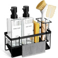 GMISUN Kitchen Soap Dispenser Set, 12 fl oz / 350 ml Dish Soap Dispensers with Sponge Holder, Customized Clear Glass Dish soap Dispenser for Kitchen, Modern Soap Dispensers Set Removable - color: Clear Bottle + Black Rack