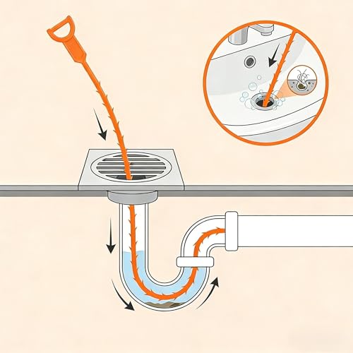 20 Inch Drain Snake, Drain Clog Remover – Reusable Flexible Snake Drain Hair Removal Tool for Sink, Drain Snake Hair Removal – Easy Use Plumbing Unclogger for Toilet, Bathroom Tub & Sewer (10 Pack)