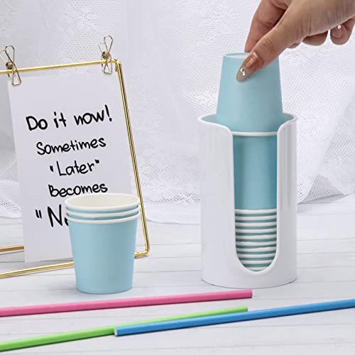 LoveBB Plastic Paper Cup Holder - Small Disposable Cup Dispenser Mouthwash Cup Holder for Bathroom Countertop, White - color: White
