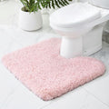 Toilet Rugs U-Shaped Mat 24x22, Contour Bathroom Mat - Ultra Soft & Absorbent Microfiber, Quick-Dry, Machine Washable with High Density Foam Latex Non Slip Backing, Pink - color: Pink, size: 24" X 22"(Toilet Rug)