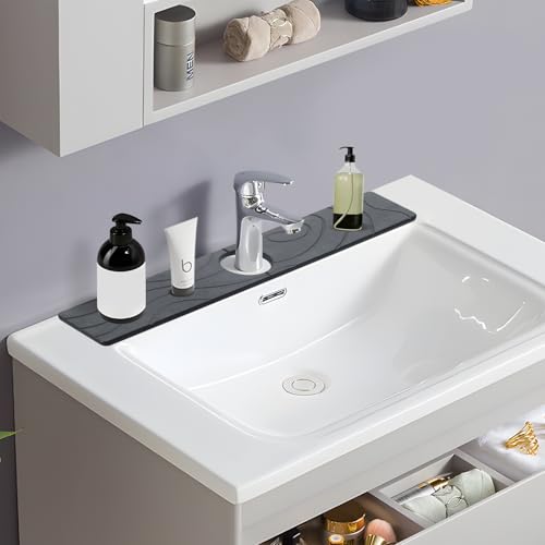 Faucet Mat for Kitchen Sink - Diatomite Quick Dry Sink Splash Guard, Super Absorbent, Kitchen Stone Sink Tray, Faucet Splash Guard for Bathroom Counter (23.62 * 3.93") - size: 23.62 * 3.93"