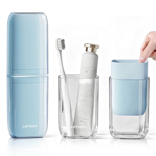 4-in-1 Toothbrush Travel Cup, Portable Toothbrush Container | Multi-functional travel cup, for family camping business trip, separates into 4 cups with cover, lightweight, blue - color: Blue
