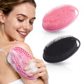 2 Pack Silicone Body Scrubber, Exfoliating Shower Scrubber for All Skin | 2 in 1 dual-sided design, soft bristles and massage bumps side, fast-drying, non-slip handle, for women and men, Black+Pink - color: Black&pink