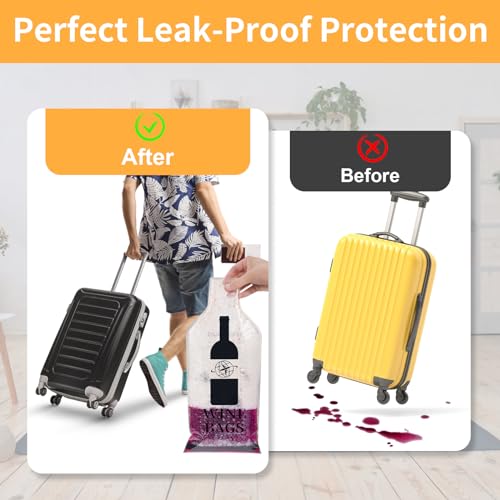 Wine Bags for Travel, 3 Set Reusable Wine Bottle Travel Protector Bags, Double Layer Leak Proof Wine Travel Bags for Wine Bottles Airplane Car Cruise Safety Impact Resist, Wine Sleeves for Suitcase