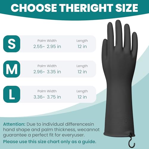 4 Pairs Rubber Dishwashing Gloves with Hanging Hooks - Reusable Cleaning Gloves for Kitchen & Household, Non-Slip, Durable and Flexible (Small, 4 Colors: Black, Pink, Blue, Purple) - size: Small