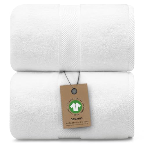 Alusa Home 100% Organic Luxury Bath Sheets - GOTS Certified - Extra Large 35x70 Inches (Pack of 2) Zero-Twist, Long-Staple Cotton Bath Sheet Set (White) - color: White, size: 2pc Bath Sheets