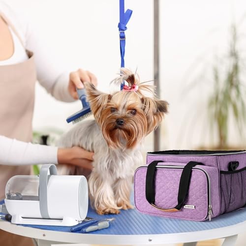 Dog Grooming Vacuum Bag, Pet Grooming Kit Bag Perfect for Dog Hair Vacuum & Grooming Tool Kit Accessories- Purple - color: Purple