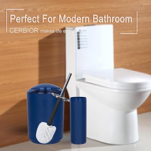 CERBIOR Bathroom Accessories Set 6 Piece Bath Ensemble Includes Soap Dispenser, Toothbrush Holder, Toothbrush Cup, Soap Dish for Decorative Countertop and Housewarming Gift (Blue) - style: Blue