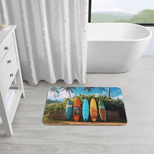 Stone Bath Mats for Bathroom Diatomaceous Earth Bath Mat Super Absorbent Floor Mat Surf's up Surfboard Stone Drying Mats Quick Drying Diatomite Shower Mat for Bathtub Pad 19.7x31.5in - color: Surf's Up Surfboard, size: 1'8" x 2'8" (Rectangular)