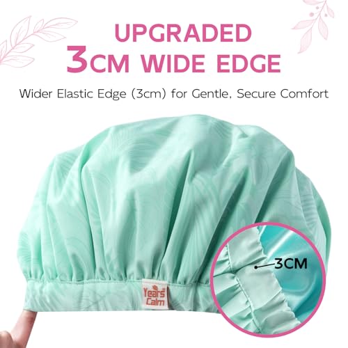 Years Calm Luxury Shower Cap for Women, Color Changing Shower Cap Reusable Waterproof, Flexi Satin Lined, Stylish Hair Cap for Shower, Washable Elastic Band Bath Cap for Long Hair, Braids(Aqua) - color: Aqua
