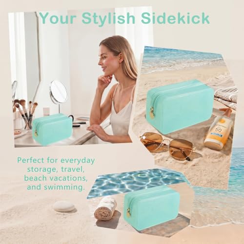 RSRSLEII Stardust Twinkle Jelly Travel Makeup & Toiletry Bag, Waterproof PVC Cosmetic Bag/Case for Women，Zipper SPF Beach Bag for Sunscreen Skincare and Daily Essentials (09Light Blue) - color: 09Light Blue