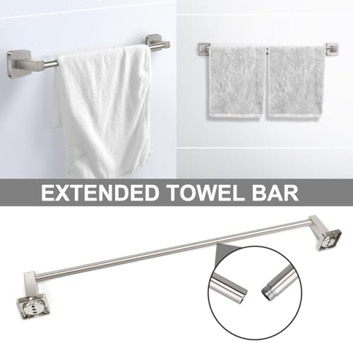 Bathroom Hardware Accessories Set 4 Pieces, Brushed Nickel Stainless Steel Towel Bar Set, Includes 20In Towel Bar, Towel Ring, Robe Towel Hooks,Toilet Paper Holder, Bathroom Towel Rack Set - color: Brushed Nickel, size: 20Inch