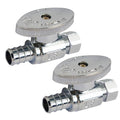 Hourleey 2 Pack Straight Stop Valve, Water Shut Off Valve 1/2" PEX x 3/8" OD Compression, Quarter Turn Chrome Plated Brass Valve for Faucets and Toilets - color: Straight (Pack of 2)