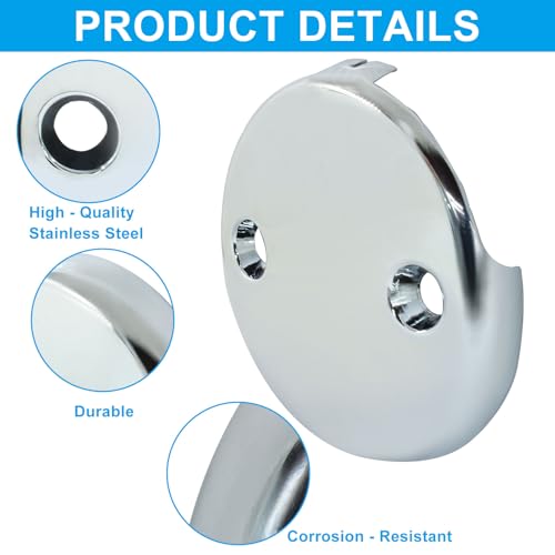 2 Hole Universal Bathtub Overflow Drain Face Plate, Chrome, 1 Pack | Replacement Overflow Plate, 2 Hole Tub Drain, Matching Screws Included, For Plumbing Professionals - style: Chrome-2 Hole