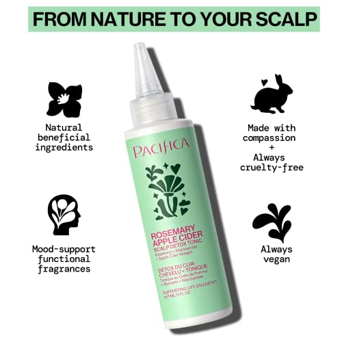 Pacifica Scalp Detox Tonic – Scalp Exfoliator with Glycolic & Salicylic Acid for Clarifying Build Up & Purifying – Infused with Rosemary to Support an Itchy, Dry Head – Vegan & Cruelty-Free – 5 oz - style: Scalp Detox Tonic