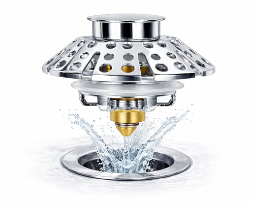 Universal Bathtub Drain Stopper, Bathtub Drain with Strainer, Pop Up Tub Drain Hair Catcher for 1-3/8 to 2in Tub Drain Hole