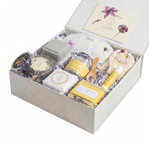 Lizush Luxury Spa Gifts for Women – 7 Piece Citrus Spa Gift Set with Candle, Gift Baskets for Women, Body Care Set for Mom, Birthday Box, Relaxation & Self Care Spa Kit for Wife – Handmade in the USA - size: Citrus 7 Piece