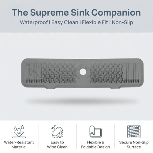 Longer Faucet Mat for Kitchen Sink Splash Guard, Kitchen Sink Mat, Kitchen Sink Splash Guard, Kitchen Sink Area Behind Faucet Mat 24*5.7inch Gray - color: Gray, size: 24" x 5.7"