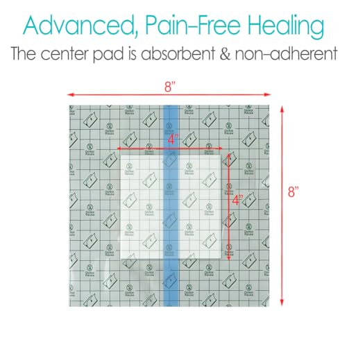 25 Pcs Waterproof Shower Cover 8"x8" with Non-Stick Center Pad for Large Port Surgery Incisions Protector Patch Transparent Film Clear Adhesive Wounds Dressing Bandage Shields - size: 8x8 Inch (Pack of 25)