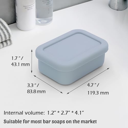 AIDIMMING Leak Proof Silicone Travel Soap Case with Drain Pad, Compact Bar Soap Container with Lid, Portable Soap Holder for Standard Bar Soap & Handmade Soap, Travel Camping Gym (Light Gray) - color: Light Gray