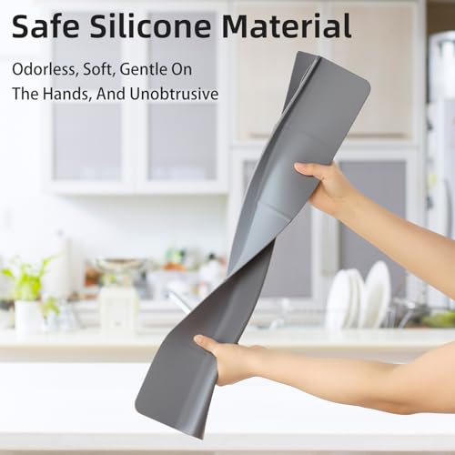 23" Ultra Silicone Sink Splash Guard Released in 2026,Self-Draining Water Splash Guard for Kitchen Sink,Bathroom and Island,with 3.5" High Splash Guard & 7 Strong Suction Cup (Grey) - color: Gray