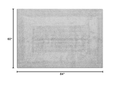 THE BEER VALLEY Set of 2 Reversible Bath Rug 21x32/17x24 Inch - Light Grey | Cotton Absorbent Bathmat for Bathroom, Washable Toilet Throw Thick Mat - color: Light Grey, size: 1'9" x 2'8" (Rectangular)