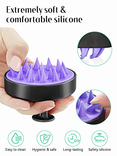 HEETA Scalp Massager Hair Growth, Soft Silicone Scalp Scrubber Shampoo Brush for Exfoliation, Dandruff Removal Head Massage Stress Relax, Wet & Dry Use for Thick Thin Curly Hair Care, Black - color: 01-black