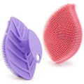 2 Pack Silicone Body Scrubber, Soft Silicone Loofah, Gentle Exfoliating Body Scrubber for Sensitive Skin, Leaf Shaped Shower Scrubbers, Silicone Scrubbers Body Brush for Women Men (Pink & Purple) - size: 2 Pack: Pink & Purple