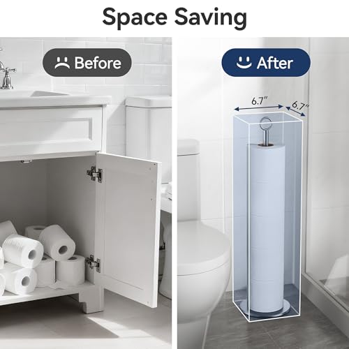Toilet Paper Holder Stand - with Reserve Function, Free-Standing Toilet Paper Storage Holder, Stainless Steel