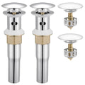 KES Bathroom Sink Drain with Detachable Hair Catcher Basket, Pop Up Drain Stopper with Overflow Anti-Clogging Vanity Vessel Sink Drain, Polished Chrome 2 Pack 304 Stainless Steel, S2013A-CH-P2 - color: Polished Chrome, style: for sink WITH overflow,2-pack