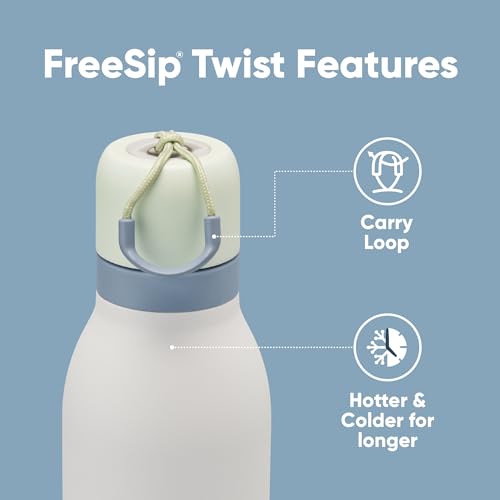 Owala FreeSip Twist Insulated Stainless Steel Water Bottle with Straw for Sports and Travel, BPA-Free, 18-oz, Mint/White (Iced Breeze) - color: Iced Breeze, size: 18 Ounces