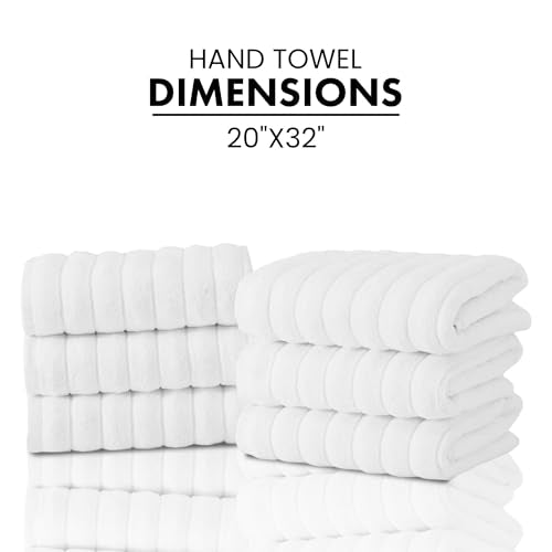 Classic Turkish Towels CTT Premium 6 Piece Hand Towels Set, 100% Turkish Cotton, Quick Dry & Comfy Towels for Hotel & Spa, Highly Absorbent | 20"x32" (White) - color: White, size: 6-Piece Hand Towel Set
