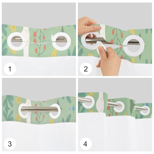No Hook Shower Curtain with Snap-in Liner Set 71x74 Inch | Farmhouse Goose Shower Curtain with Mesh Top Window, Cute Animal & Floral & Botanical Bath Curtain, Waterproof Washable - color: Goose
