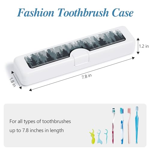 Toothbrush Travel Case - Colorful Pattern, Holder and Covers for Toothbrushes, Includes Tongue Scraper Case - color: Ink Tree, size: Small
