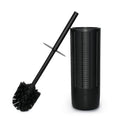 Matte Black Ribbed Design Resin Toilet Bowl Holder and Brush Set, Durable Bathroom Cleaning Tool with Ergonomic Handle and Efficient Bristles, Stylish and Compact Design - style: Ribbed Matte Black