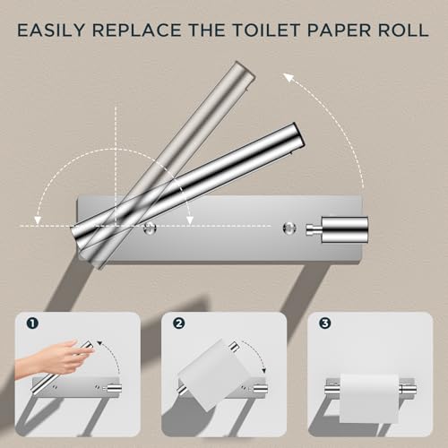 FORIOUS Toilet Paper Holder Wall Mount, Stainless Steel Rustproof Double Post Pivoting Tissue Roll Holder for Bathroom, Commercial Toilet Paper Dispenser (Chrome, Modern Square 1 Pack) - color: Chrome