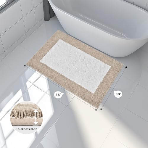 anllugs Bathroom Rugs 30" x 46", Non-Slip Extra Soft Absorbent Bath Rugs, Machine Washable Quick Dry Bath Mats for Bathroom Floor, Shower, Bathtub and Sink, Beige & White - color: Beige & White, size: 30" X 46"