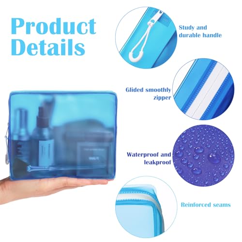 8 Pack TSA Approved Travel Toiletry Bags Frosted Translucent Leak-proof Cosmetic Makeup Bags for Women Men Travel Organizer Airport Security(Blue,6.7 x 5.5 x 1.8 Inch) - color: Blue, size: 6.7 x 5.5 x 1.8 Inch