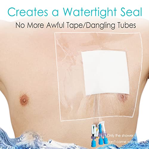 Waterproof Dialysis Port Shower Cover with Non Stick Center Pad Pd Catheter Shower Protection Shiled Chest Central Line Water Barrier Bath Guard Protectors Protective Film 12"X12" Pack of 10 - size: 12"x12" (Pack of 10)