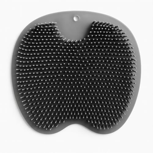 Silicone Foot Scrubber for Shower - Wall Mounted Back Washer Exfoliating Bath Wash Pad - Non-Slip Suction Cups, Deep Exfoliating Foot Cleaner for Bath, Seniors, Men and Women, Gray