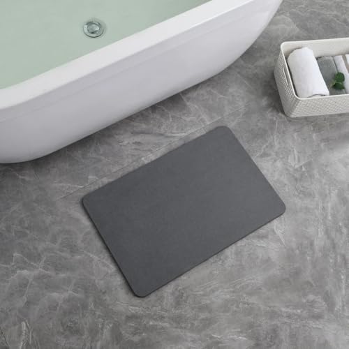 J&V TEXTILES Stone Bath Mat Diatomaceous Earth Shower Mat Non-Slip Super Absorbent Diatomite Stone Mats for Bathroom Floor Quick-Drying Easy to Clean (24''*15'') (Dove Grey) - color: Dove Grey