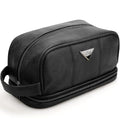 emissary Leather Travel Toiletry Bag for Men, Dopp Kit - Black | Water-resistant leather, large capacity + organizer pockets; refined men's travel Dopp kit, carry-on ready - color: Black